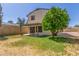 The backyard features a covered patio, lawn, and mature landscaping, perfect for relaxing and entertaining at 619 E Jensen St # 34, Mesa, AZ 85203