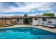 Refreshing swimming pool with lounge seating, a covered patio, and lush green space for outdoor enjoyment at 8214 E Northland Dr, Scottsdale, AZ 85251