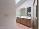 Bathroom with a double sink vanity, neutral-toned cabinets, and a large mirror providing ample space at 1020 W Sunward Dr, Gilbert, AZ 85233