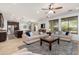 Inviting open-concept living room with an adjoining dining area and kitchen view at 12110 W Rowel Rd, Peoria, AZ 85383