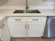 Stainless steel sink with white cabinetry and silver hardware at 2155 W Farmdale Ave # 8, Mesa, AZ 85202
