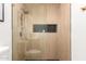 Contemporary shower showcasing a glass enclosure and built-in shower niche at 2348 E Diamond Ave, Mesa, AZ 85204
