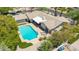 Aerial view showcasing a private backyard swimming pool and covered patio at 28 E Winged Foot Rd, Phoenix, AZ 85022