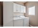Well-lit laundry room with large capacity washer and dryer, cabinet space and a window at 6145 E Cave Creek Rd # 203, Cave Creek, AZ 85331