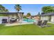 Inviting backyard featuring a pool, dining area, lounge chairs, and well-maintained landscaping at 7508 N 13Th Ave, Phoenix, AZ 85021