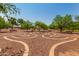 Beautiful community space features a labyrinth, walking paths, mature trees, benches and meticulous landscaping at 9004 S Ash Ave, Tempe, AZ 85284