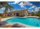 This backyard boasts a sparkling pool with a covered patio, perfect for relaxing and enjoying the outdoor space at 1653 E Gail Dr, Chandler, AZ 85225