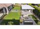 Well-designed backyard with a covered patio, outdoor kitchen, fire pit, and manicured lawn at 20797 W Rattler Rd, Buckeye, AZ 85396