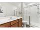 Bright bathroom features a walk-in shower, spacious vanity, modern fixtures, and neutral color palette at 5029 S Carlyle Dr, Gilbert, AZ 85298
