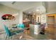 Modern kitchen with sleek countertops and island seating overlooks a dining area at 140 E Rio Salado Pkwy # 1006, Tempe, AZ 85281