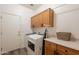 Functional laundry room with updated cabinets, washer, and dryer offers convenience at 1635 E Harrison St, Chandler, AZ 85225