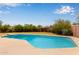 Backyard pool surrounded by mature landscaping and a diving board at 1874 E Huntington Dr, Tempe, AZ 85282