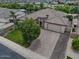 Great aerial view highlighting this corner lot property, circular driveway, and desert landscaping at 20439 E Palomino Dr, Queen Creek, AZ 85142