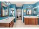 Bathroom featuring double sinks, wood cabinets, and recessed lighting at 43615 W Roth Rd, Maricopa, AZ 85138