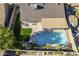 Aerial view of backyard featuring a refreshing pool, green grass, and patio perfect for outdoor living at 4407 W Avenida Del Sol --, Glendale, AZ 85310
