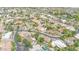 An aerial view captures a residential neighborhood with varied homes, lush greenery, and winding roads at 700 N Dobson Rd # 34, Chandler, AZ 85224