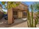 This backyard features a patio, balcony, desert landscaping, and beautiful cacti at 2526 W Florentine Rd, Phoenix, AZ 85086