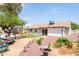 Expansive backyard with diverse landscaping, including gravel, grass, plantings, and outdoor seating at 3605 W Pecos Rd, Chandler, AZ 85226