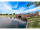 Charming bridge over a peaceful pond, perfect for a leisurely stroll at 45574 W Tulip Ln, Maricopa, AZ 85139