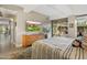 This cozy, carpeted bedroom features scenic views and a wooden dresser beneath the television at 7167 E Rancho Vista Dr # 5001, Scottsdale, AZ 85251