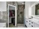 Bathroom with walk in closet and updated shower at 8913 S Forest Ave, Tempe, AZ 85284