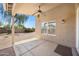 Covered patio with ceiling fan, providing a comfortable outdoor living space at 93 S Sandstone St, Gilbert, AZ 85296