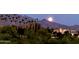 Scenic shot of the house, mountain range, and moonlight, complemented by beautiful foliage and palm trees at 10507 S 181St Ave, Goodyear, AZ 85338