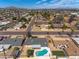 Gorgeous aerial shot showcasing the neighborhood, highlighting the home's proximity to local amenities and tree lined streets at 1209 E Marigold Ln, Tempe, AZ 85288