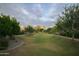 Well-maintained community greenbelt with lush grass, mature trees, and landscaping, offering a relaxing outdoor space at 1529 W State Ave, Phoenix, AZ 85021