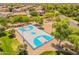 Aerial view of a basketball court surrounded by mature landscaping and sidewalks at 2102 S Sabrina --, Mesa, AZ 85209