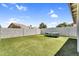 Grassy backyard featuring artificial turf, surrounded by a textured concrete block privacy wall at 1320 E Scott Ave, Gilbert, AZ 85234