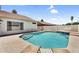Private pool features baja step entry, with views of well-maintained backyard landscaping at 1320 E Scott Ave, Gilbert, AZ 85234