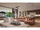 Bright living room featuring an open layout, modern furniture, and seamless indoor-outdoor flow to the pool area at 13402 N 79Th St, Scottsdale, AZ 85260
