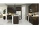 Gourmet kitchen with dark cabinets, stainless steel appliances, and a large island at 17403 W Swayback Pass, Surprise, AZ 85387