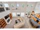 Open-concept living room featuring high ceilings, a fireplace, and gourmet kitchen at 19242 W Pasadena Ave, Litchfield Park, AZ 85340