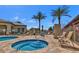 Community hot tub area with palm trees, lounge chairs and fenced enclosure at 18226 W Stinson Dr, Surprise, AZ 85374
