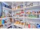 Walk-in pantry featuring ample shelving and storage space for food and household items at 21266 S 213Th Pl, Queen Creek, AZ 85142