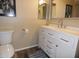 Bathroom with single vanity, modern fixtures, and neutral color palette at 3726 W Campo Bello Dr, Glendale, AZ 85308