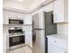 Modern kitchen features white cabinets and stainless steel appliances at 8023 N 49Th Ave, Glendale, AZ 85302