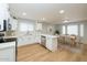 Modern kitchen with white cabinetry, stainless steel appliances, and a breakfast bar, perfect for casual dining at 909 W San Mateo Ct, Gilbert, AZ 85233