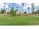 Beautiful community with well-kept lawns, mature palm trees, and serene landscaping for a relaxed atmosphere at 1214 W Sand Dune Dr, Gilbert, AZ 85233