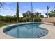 Inviting swimming pool with a well-maintained concrete deck and lush greenery around its perimeter at 2916 S Revere Cir, Mesa, AZ 85210