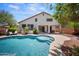 Inviting pool surrounded by well-maintained landscaping in the backyard at 35746 N 32Nd Ln, Phoenix, AZ 85086