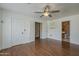 Bright bedroom featuring a view to a bathroom and closet at 533 N Cobblestone St, Gilbert, AZ 85234