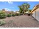 This backyard features desert landscaping, blooming plants, a mature tree, and a barbecue at 6145 E Snowdon St, Mesa, AZ 85215