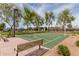 Community basketball court with benches, green painted surface and neighborhood houses in background at 1008 W Heatherwood St, San Tan Valley, AZ 85140
