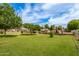 Lush backyard with green grass, mature trees and landscaping, perfect for outdoor enjoyment at 10535 W San Miguel Ave, Glendale, AZ 85307
