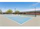 Well-lit pickleball courts with nets, fenced-in, and ready for friendly matches and active community engagement at 15252 N 100Th St # 1147, Scottsdale, AZ 85260