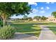 Serene park view with walking path, showcasing the community's green spaces and landscaping at 16158 W Coronado Rd, Goodyear, AZ 85395