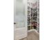 Walk-in pantry with frosted glass door, organized shelving, and ample storage space for food and supplies at 2605 S Quaintance St, Gilbert, AZ 85295